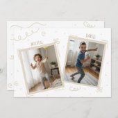 Double Birthday Boys Kids Fun Photo Birthday Party 招待状 (正面/裏面)