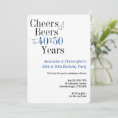 Double Birthday Party Celebration Cheers Beer Blue 招待状 (スタンド正面)