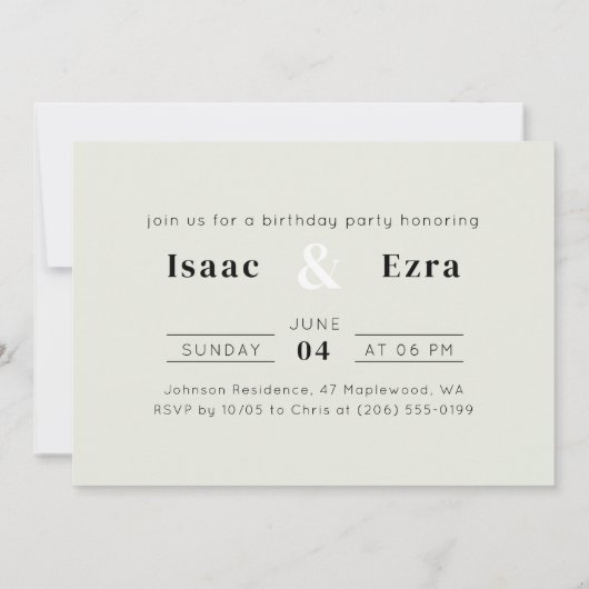 Double Birthday Two Kids Photo Party Celebration 招待状 (裏面)