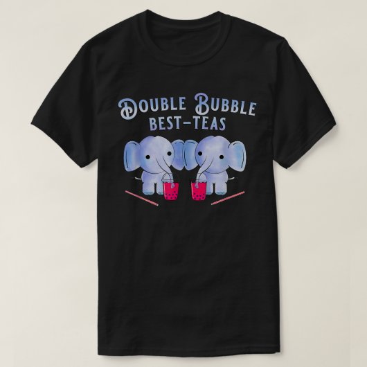 Double Boba Bubble Tea Cute Kawaii BFF Tシャツ (デザイン正面)