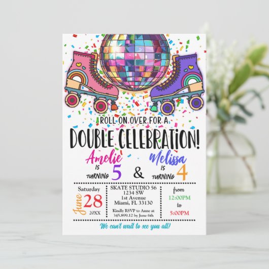 Double Celebration Roller Skating Disco Invitation 招待状 (スタンド正面)