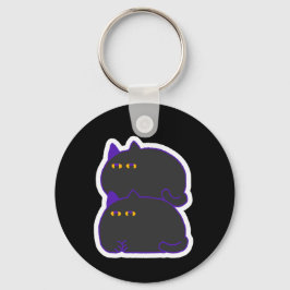 Double Chonky Black Cat Keychain キーホルダー