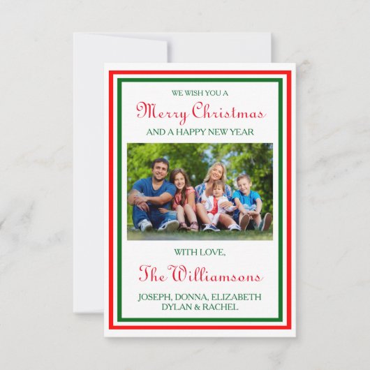 Double Christmas Trim Photo - 3x5クリスマスカード 招待状 (正面)