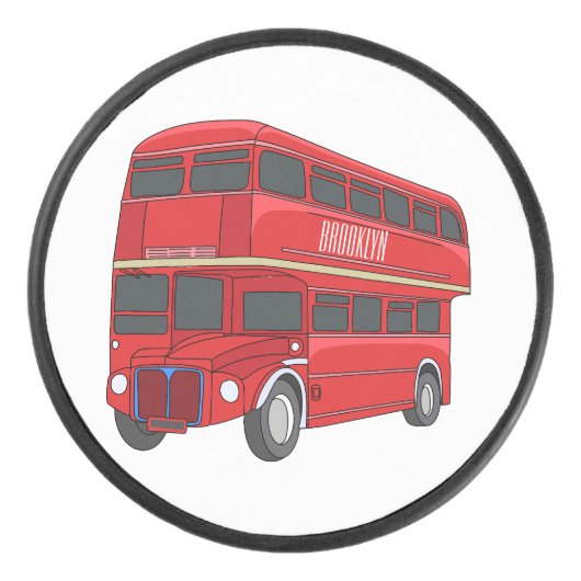 Double-decker bus cartoon illustration アイスホッケーパック (正面)