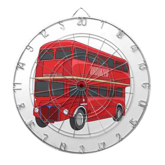 Double-decker bus cartoon illustration ダーツボード (正面)