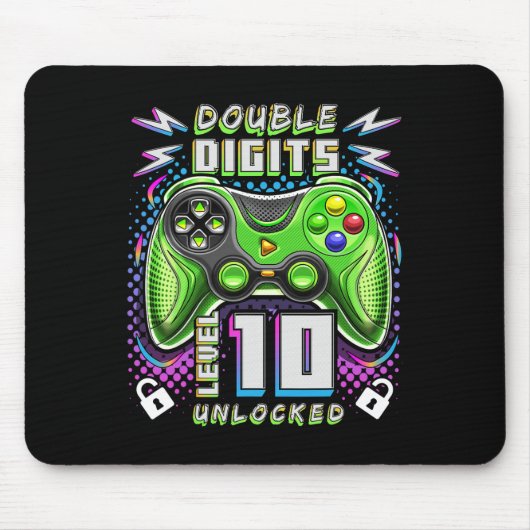 Double Digits レベル10アンロック済み ゲーム 10歳の誕生日 マウスパッド (正面)
