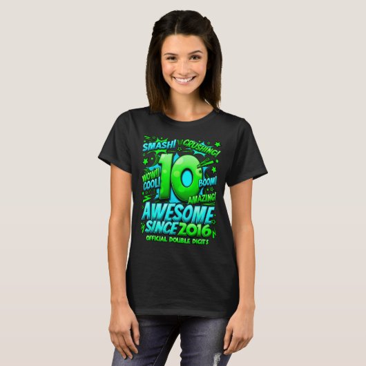 Double Digits 10 Year Old Boys 10th Birthday Boy  Tシャツ (正面フル)