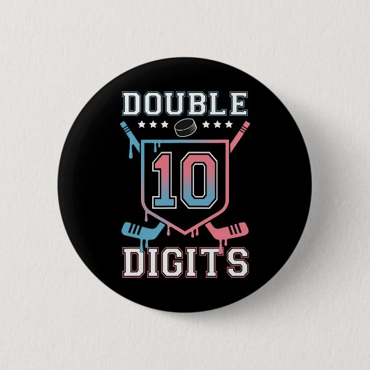 Double Digits 10th Birthday Hockey Drip Boys 10 Ye 缶バッジ (正面)