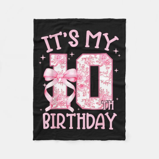 Double Digits Birthday Girl 10th Birthday Coquette フリースブランケット (正面)