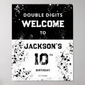 Double Digits Boys 10th Birthday Welcome Sign ポスター (正面)
