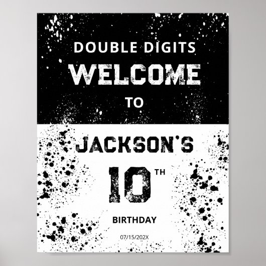 Double Digits Boys 10th Birthday Welcome Sign ポスター (正面)