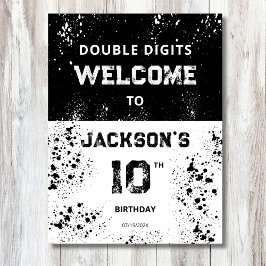 Double Digits Boys 10th Birthday Welcome Sign ポスター