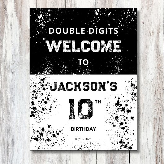 Double Digits Boys 10th Birthday Welcome Sign ポスター