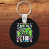 Double Digits Level 10 Unlocked Video Game 10th Bi キーホルダー (正面)