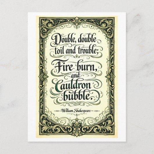 "Double Double Toil and Trouble" Shakespeare ポストカード (正面)
