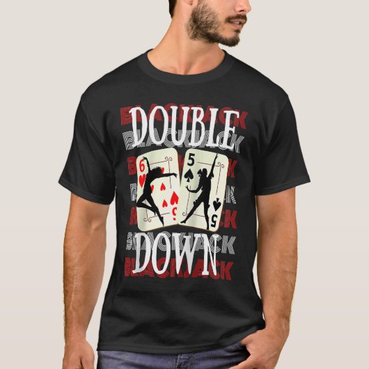 Double Down 21 Casino Gambling Blackjack Raglan Ba Tシャツ (正面)