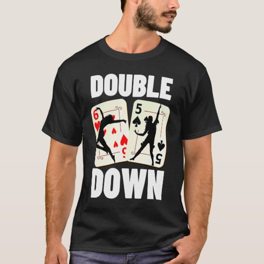 Double Down 21 Casino Gambling Blackjack Tシャツ (正面)