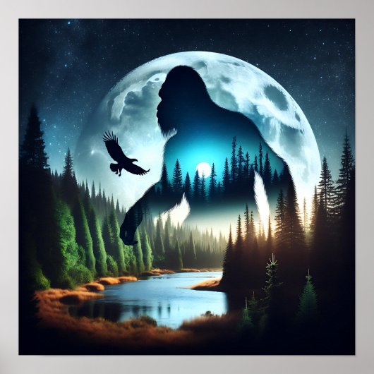 Double Exposure Bigfoot, Eagle and Full Moon ポスター (正面)