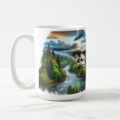 Double Exposure Bigfoot in Nature Personalized コーヒーマグカップ (左)