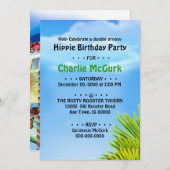 Double Groovy Birthday Partyへの招待 招待状 (正面/裏面)