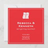 Double happiness Chinese American save the date In 招待状 (正面)