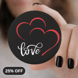 Double Heart 'Love' Badge/Pin Button 栓抜き