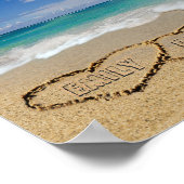 Double Heart Personalized Names In Sand Picture ポスター (角)