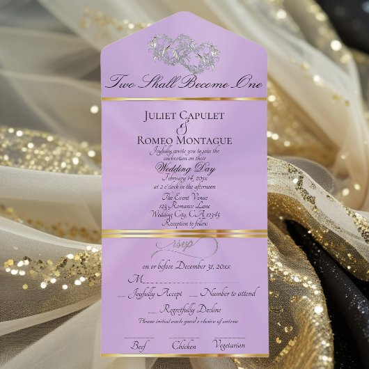 Double Hearts - Lavender/Silver オールインワン招待状