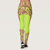 Double Hibiscus Pink on Lime  Leggings レギンス (裏面)