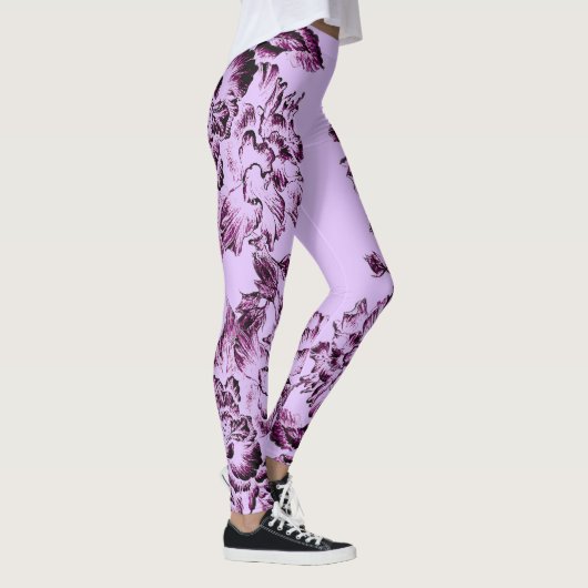 Double Hibiscus Purple on Lt Purple  Leggings レギンス (右)