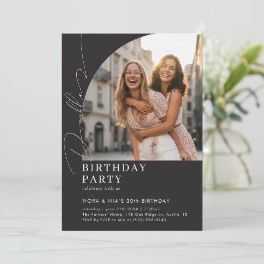 Double Joint Dual 30th Milestone Birthday Party 招待状 (スタンド正面)