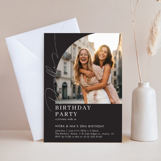 Double Joint Dual 30th Milestone Birthday Party 招待状