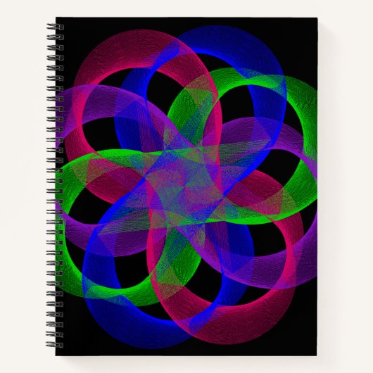 Double Loop Mesh Geometric Spiral Notebook ノートブック (正面)
