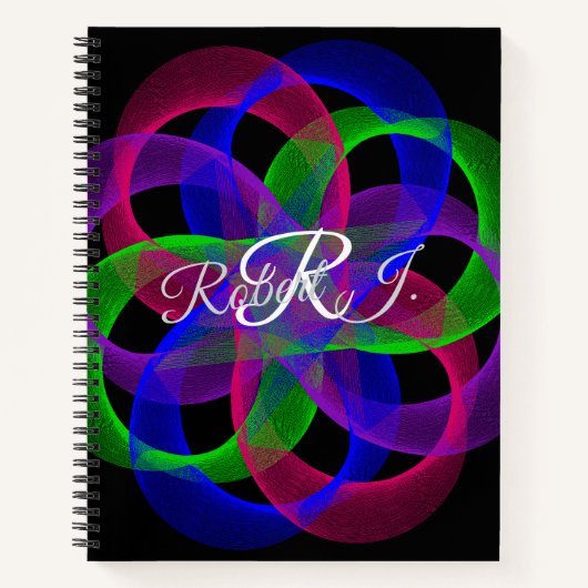Double Loop Mesh Geometric Spiral Notebook ノートブック (正面)