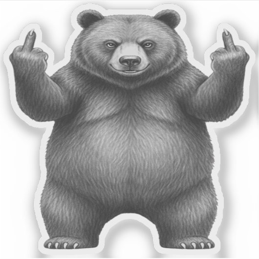 Double Middle Finger Bear  シール (正面)