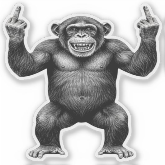Double Middle Finger Chimpanzee シール (正面)
