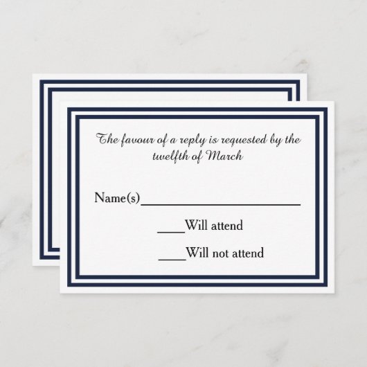 Double Navy Trim - RSVPカード (正面/裏面)