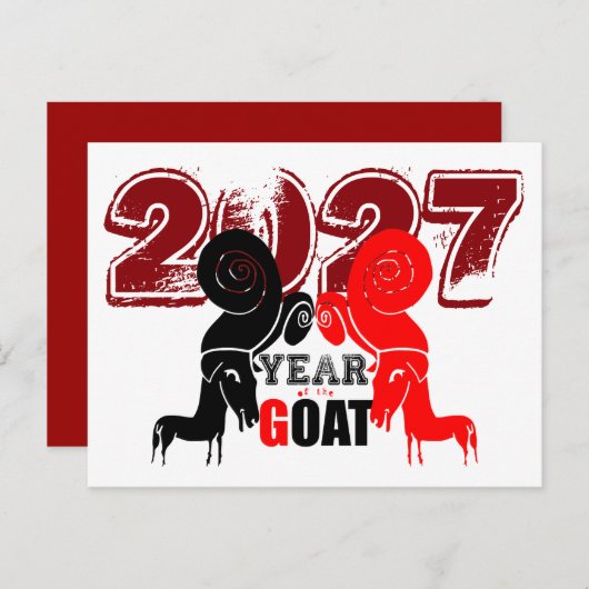 Double Odd Goat Chinese Year Zodiac 2027 PostC H シーズンポストカード (正面/裏面)