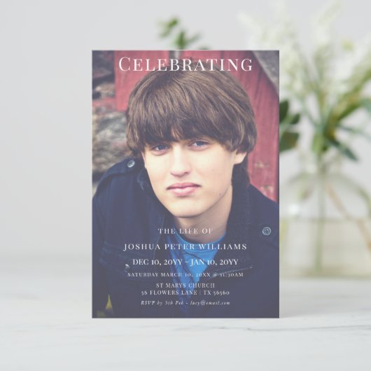 Double Photo Masculine Funeral Service 招待状 (スタンド正面)