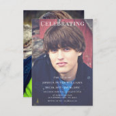 Double Photo Masculine Funeral Service 招待状 (正面/裏面)