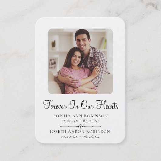 Double Photo Modern Memorial Funeral Prayer Card 名刺 (正面)