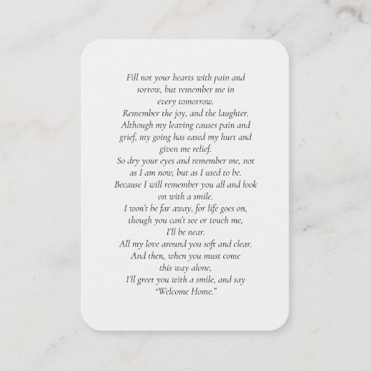 Double Photo Modern Memorial Funeral Prayer Card 名刺 (裏面)