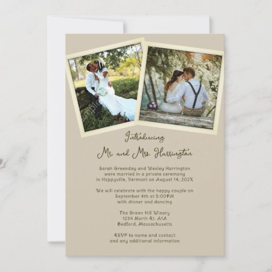 Double Photo Private Marriageの告知 招待状 (正面)