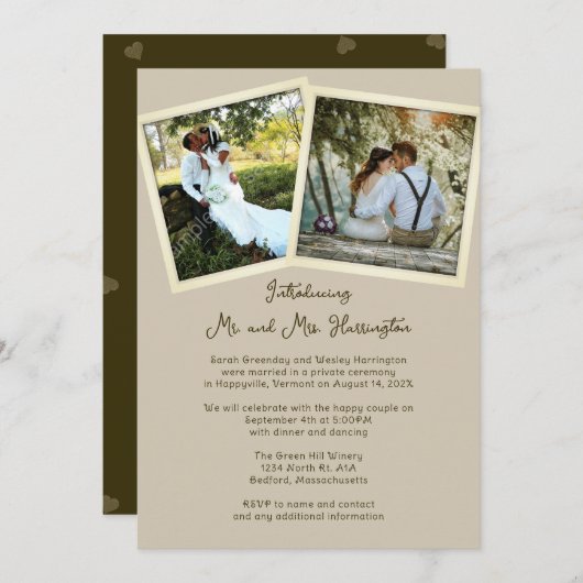Double Photo Private Marriageの告知 招待状 (正面/裏面)