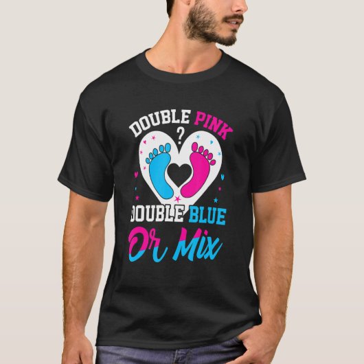 Double Pink Double Blue Mix Twin Gender Announceme Tシャツ (正面)