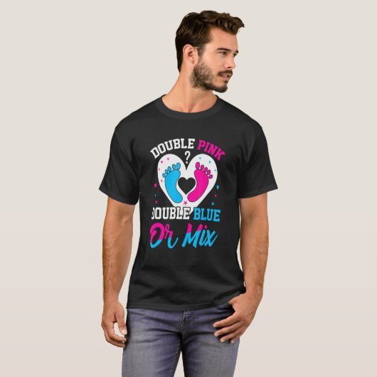 Double Pink Double Blue Mix Twin Gender Announceme Tシャツ (正面フル)