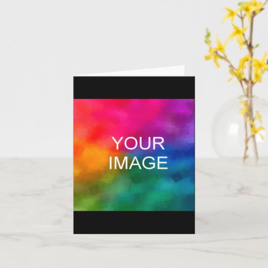 Double Sided Add Image Template Mens Basic Black  カード (黄色い花)