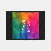 Double Sided Add Image Template Mens Basic Black フリースブランケット (正面(横))