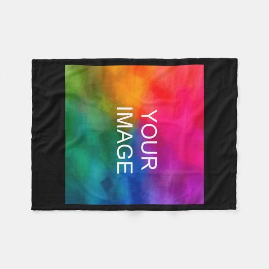 Double Sided Add Image Template Mens Basic Black フリースブランケット (正面(横))