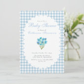 Double Sided Baby Shower Invitation Blue Flowers 招待状 (スタンド正面)